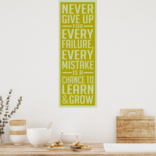 Geef nooit motivatie poster op (Keuken)