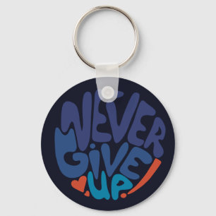 Geef nooit op - blauw en rood, donker sleutelhanger