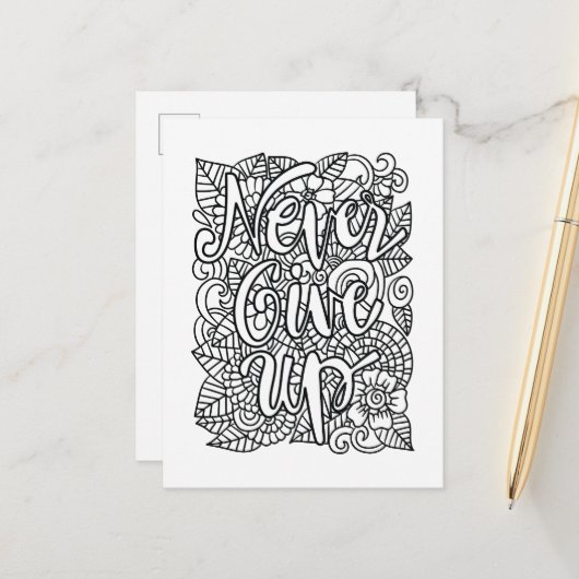 Geef nooit op - kleur je eigen briefkaart (Voorkant / Achterkant in situ)