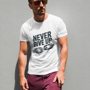 "Geef nooit op" Motivatie quote keten T-shirt