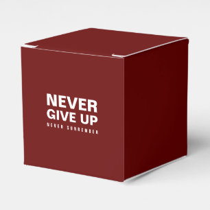 Geef nooit op Nooit overgeven Quote Diep Rood Bedankdoosjes