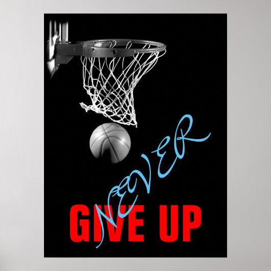 Geef nooit succes Basketball Print op (Voorkant)