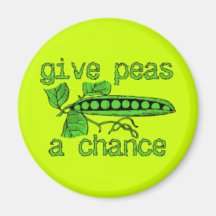 Geef Peas een kans op een grappige Peace Magnet-Hu Magneet