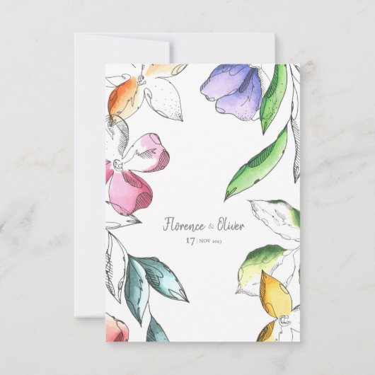 Geef schitterende Floral aan Save The Date (Achterkant)