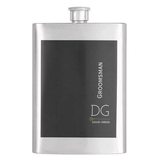 Geef Silver en Black Groomsman een persoonlijk tin Flacon (Voorkant)