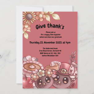 Geef Thank’s Boho Thanksgiving Dinner Invitation Kaart