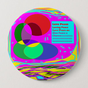 Geef vrede een kans op een veelkleurige boodschap ronde button 4,0 cm