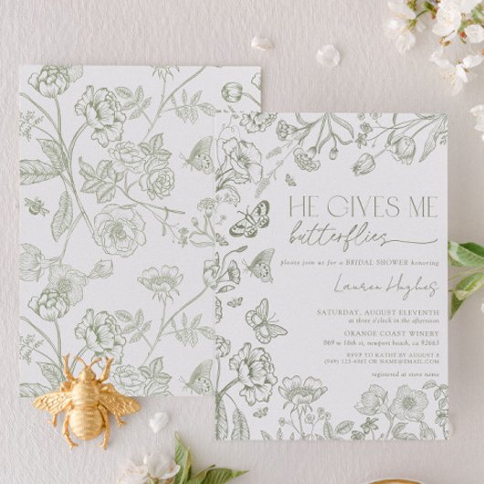 geeft hij me vlinders salie groene douche kaart