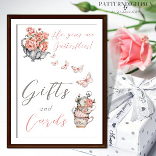 Geeft me Butterflies Blush Pink Tea Floral Gifts Poster