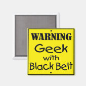 Géek averti avec aimant à ceinture noire (Recto/Verso)