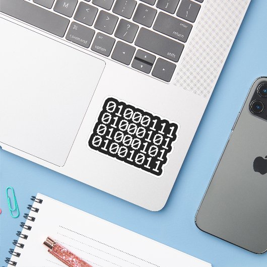 GEEK BINARY STICKER (Ordinateur portable avec iPhone)