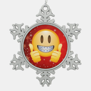 Geek breekt kerstmis Emoji Face Gift Tin Sneeuwvlok Ornament