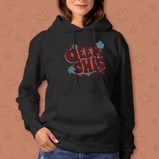 Geek Chic Hand-Lettered Floral Text Design Hoodie