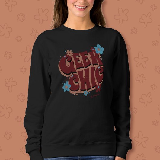 Geek Chic Hand-Lettered Floral Text Design Trui