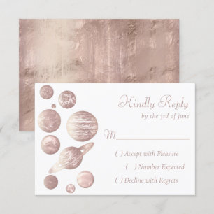 Geek Chic   Minimal Copper Rose Gold Planeten RSVP Kaartje