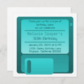 Geek de disquette Anniversaire Invitation de fête, (Devant / Derrière)