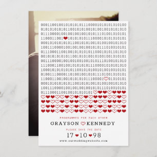 Geek geprogrammeerd voor liefde eenvoudige binaire save the date