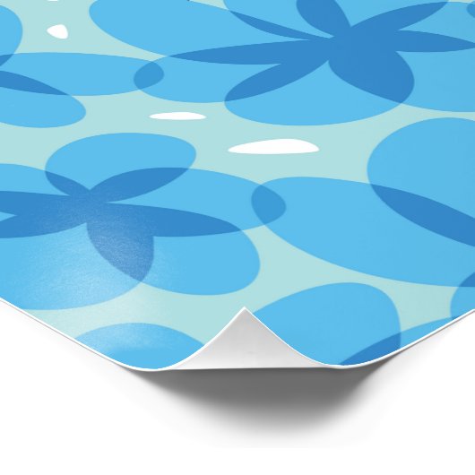 Geek Girl met blauw haar en bloemen Perfect Poster (Hoek)