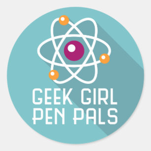 Geek Girl Pen Pals "Atom" ticker Ronde Sticker