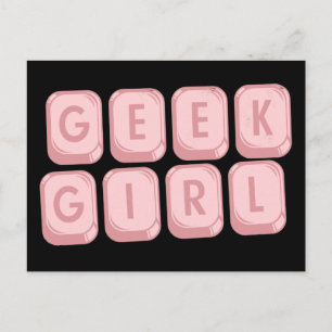 Geek Girl Pink-toetsenbord Briefkaart