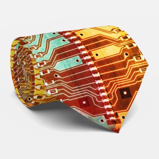 Geek & Glitch gedrukte printplaat robotachtige naa Stropdas (Opgerold)