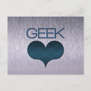 Geek Love (Heart) Briefkaart, Donkerblauw Briefkaart