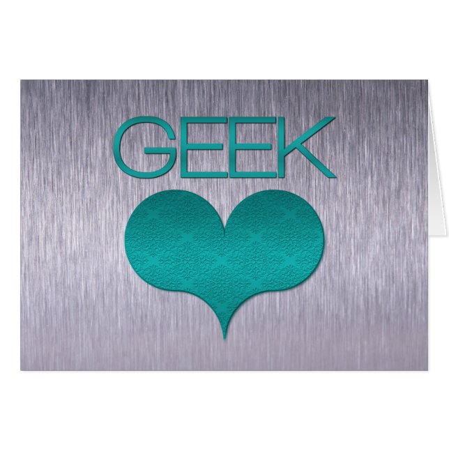Geek Love (Heart) Kaart, Turquoise (Voorkant Horizontaal)