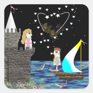 Geek Love Old Game School Custom Vierkante Sticker