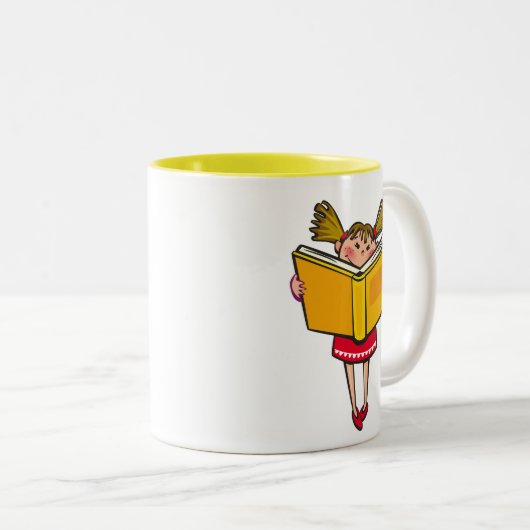 Geek meisje met boekenliefje tweekleurige koffiemok (Voorkant rechts)