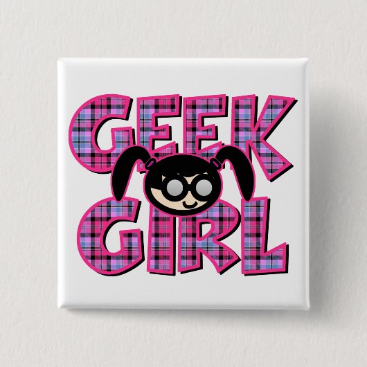 Geek meisje met grafische kaart vierkante button 5,1 cm (Voorkant)