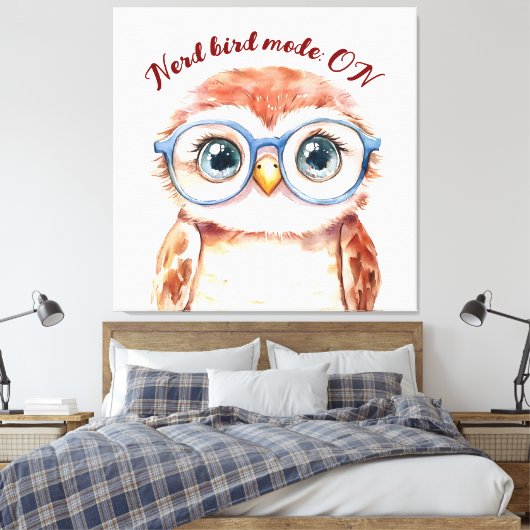 Geek Nerd Bird Canvas Afdruk (Insitu (Slaapkamer))