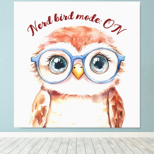 Geek Nerd Bird Canvas Afdruk (Insitu (Houten vloer))