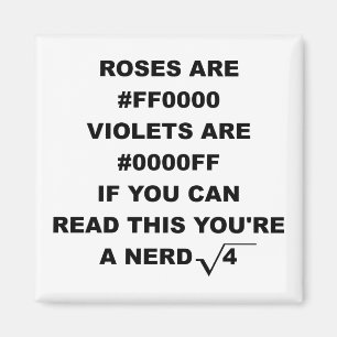Geek Nerd Poetry Funny Fridge Magnet Rozen zijn ro Magneet