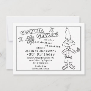 Geek Nerd Theau 40th Birthday Party Invitation Kaart