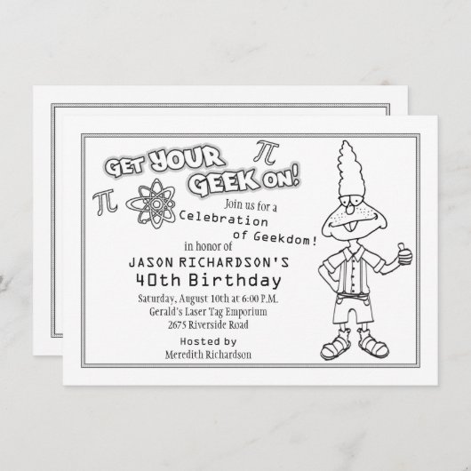 Geek Nerd Thème 40e anniversaire Invitation (Devant / Derrière)