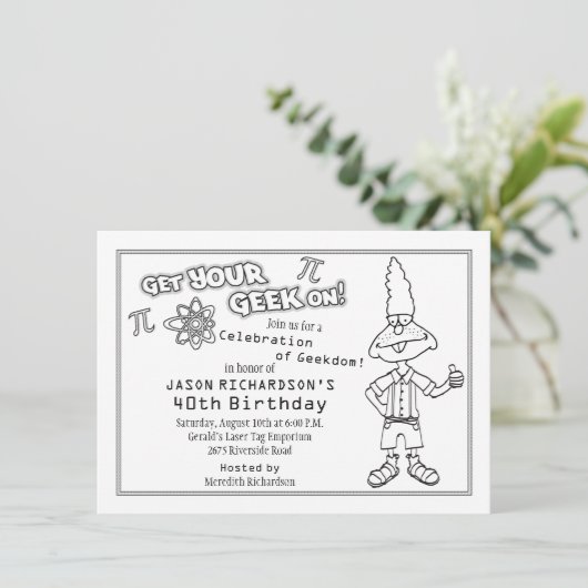 Geek Nerd Thème 40e anniversaire Invitation (Debout devant)