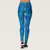 Geek, nerdy circuit computer board patroon, blauw leggings (Achterkant)