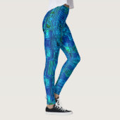 Geek, nerdy circuit computer board patroon, blauw leggings (Rechts)