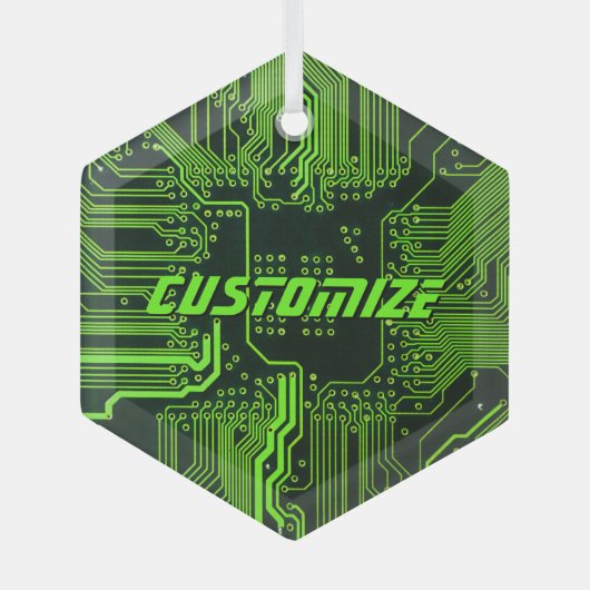 Geek Out Aangepaste PCB Groene Elektronische Circu Glas Ornament (Voorkant)