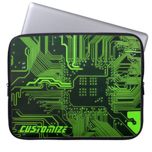 Geek Out Aangepaste PCB Groene Elektronische Circu Laptop Sleeve