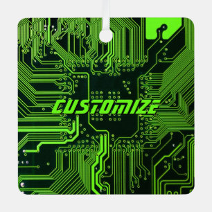 Geek Out Aangepaste PCB Groene Elektronische Circu Metalen Ornament