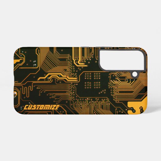 Geek Out Custom PCB Sinaasappel Circuit Board Samsung Galaxy Hoesje (Achterkant horizontaal)