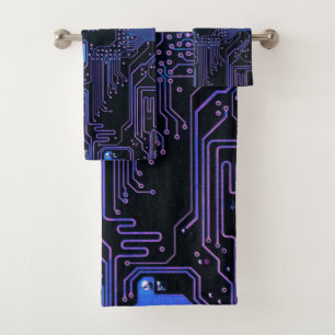 Geek Out Nerd PCB Blauwe Elektronische Circuit Boa Bad Handdoek