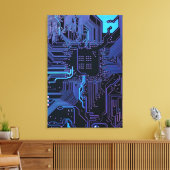Geek Out Nerd PCB Blauwe Elektronische Circuit Boa Canvas Afdruk (Insitu (Woonkamer))