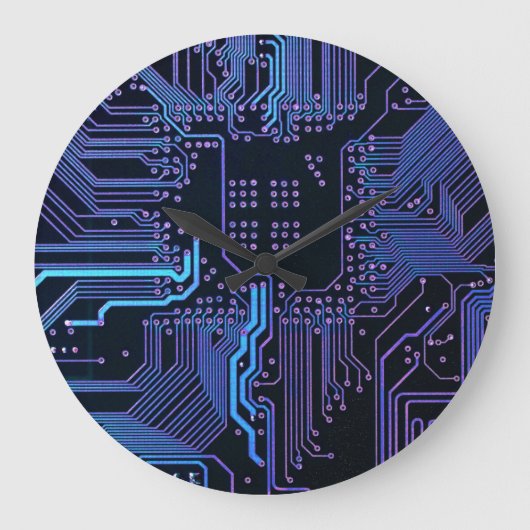 Geek Out Nerd PCB Blauwe Elektronische Circuit Boa Grote Klok (Voorkant)