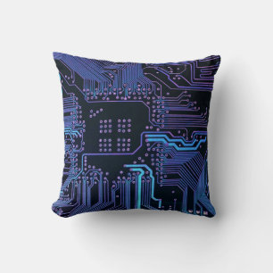 Geek Out Nerd PCB Blauwe Elektronische Circuit Boa Kussen