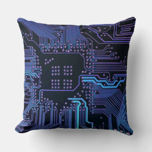 Geek Out Nerd PCB Blauwe Elektronische Circuit Boa Kussen