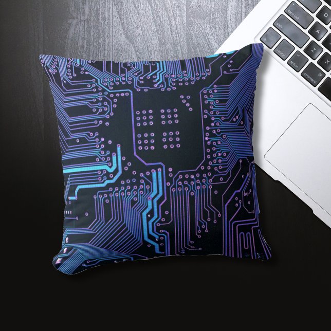Geek Out Nerd PCB Blauwe Elektronische Circuit Boa Kussen (Creator heeft geüpload)