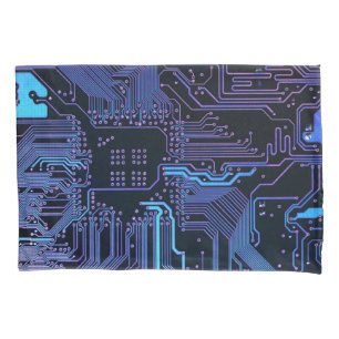 Geek Out Nerd PCB Blauwe Elektronische Circuit Boa Kussensloop