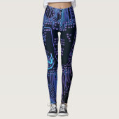 Geek Out Nerd PCB Blauwe Elektronische Circuit Boa Leggings (Voorkant)